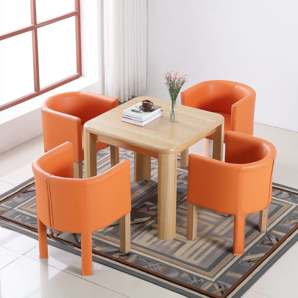 Multifunctionele tafel van hout, kleur oranje en lichtbruin