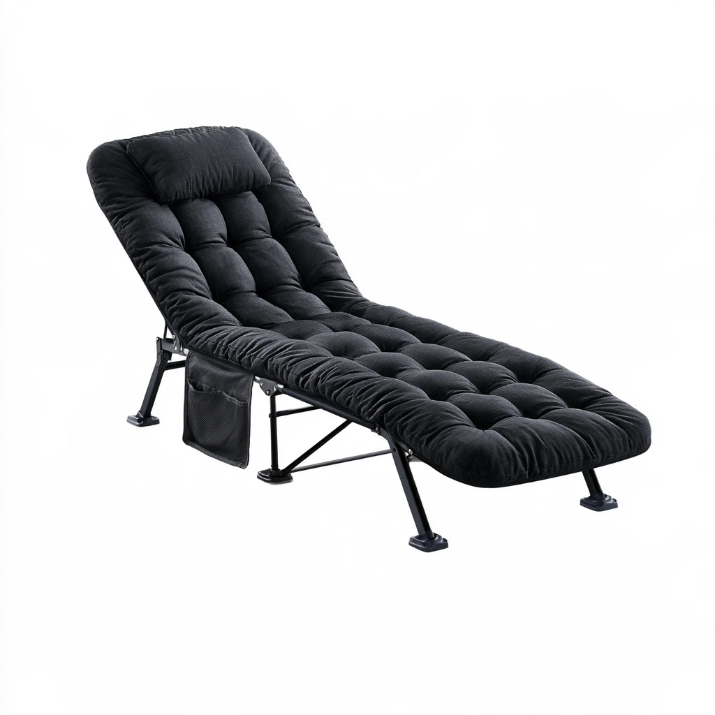 Relaxfauteuil van metaal, inklapbaar, kleur zwart
