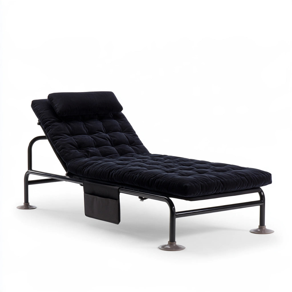 Relaxfauteuil van metaal, inklapbaar, kleur zwart