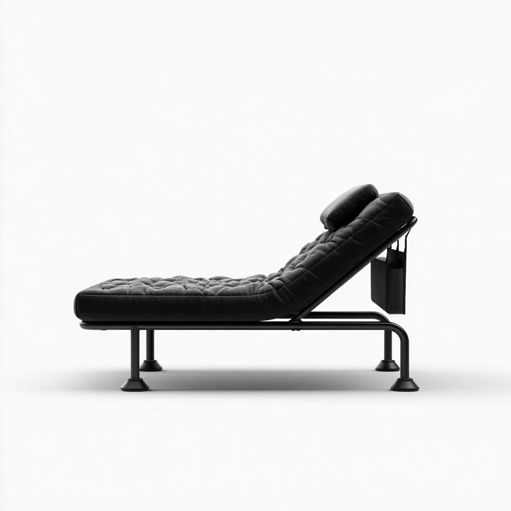 Relaxfauteuil van metaal, inklapbaar, kleur zwart