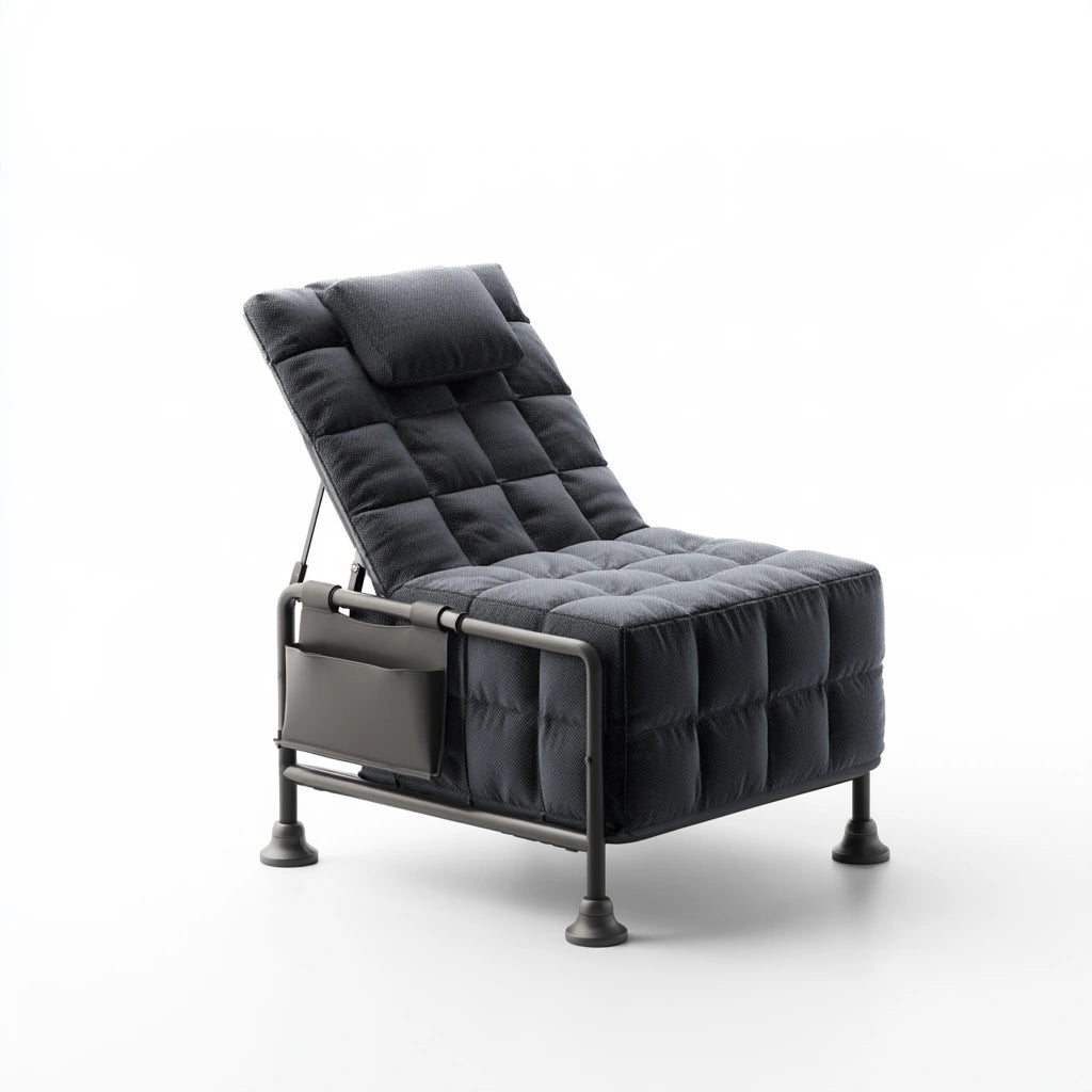 Relaxfauteuil van metaal, inklapbaar, kleur zwart