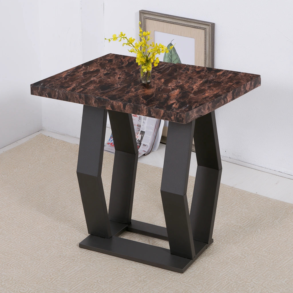 Eettafel met marmerlook, inklapbaar, kleur bruin